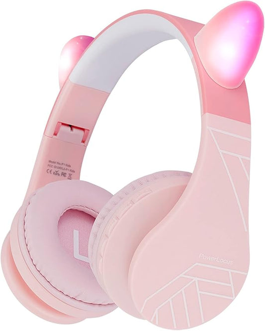PowerLocus Bluetooth Headphones for Kids, Wireless Foldable Headphones Over Ear, Headphone with Microphone, 85DB Volume Limit, Wireless and Wired Headset with Micro SD, FM for Cellphones, Tablets, PC