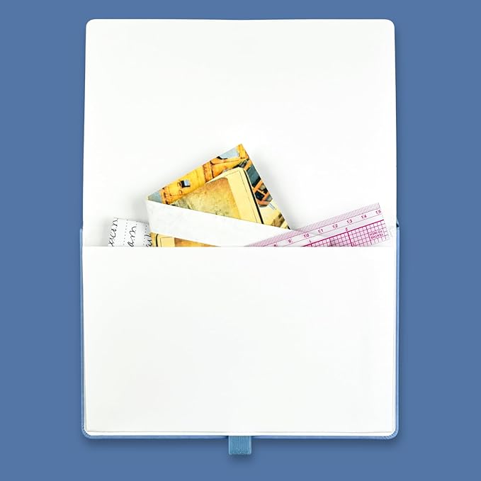 RICCO BELLO Hardcover Dot Grid Journal Notebook, Lay Flat Design, Pen Holder, 5.7 x 8.4 inches, Thick 160 gsm Paper, 80 sheets/160 pages (Blue Butterfly)