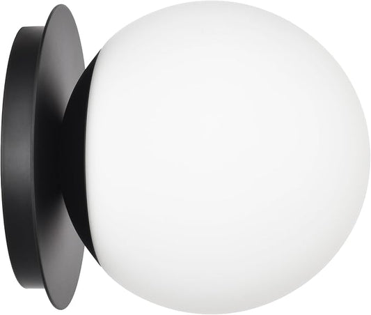 Wall Sconces, 1 Light Modern Globe Sconce in Matte Black, Wall Light for Bedroom Bathroom Living Room & Hallway Vanity Lighting, Ceiling Light Fixture
