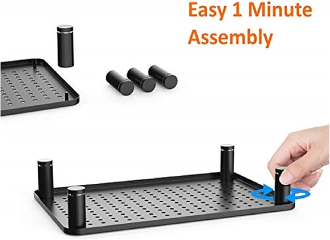 Husky Mounts 2-Pack Monitor Riser Laptop Stand, Adjustable Legs, Stackable, 14.5" x 9.25" x 3.25" Max Height, Matte Black Steel-Black.