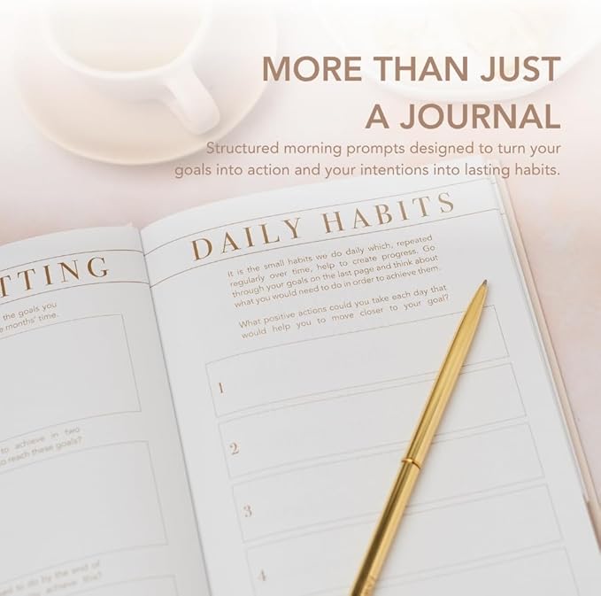Undated 3-Month Morning Notes Journal - A5 Daily Planner Notebook with Daily Prompts & Mindfulness Exercises - Wellness, Self-Care Journal - Motivational Notebook