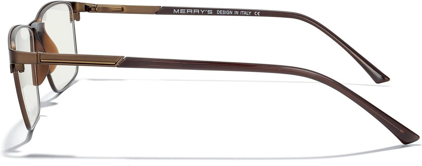 MERRY'S Fashion Blue Light Blocking Glasses - Reading Glasses Metal Frame Spring Hinge Readers for Men Eyeglasses
