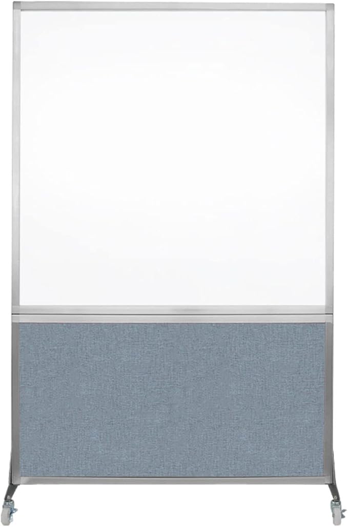 DivideWrite Mobile Whiteboard | Double Sided Dry Erase Board | Portable Office Cubicle Partition | Display for Classrooms, Conference Rooms, Meeting Areas and More | Powder Blue 4' Wide X 6' Tall