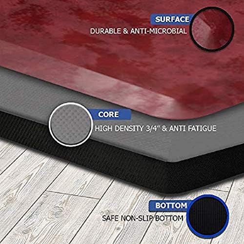 Mabel Home Anti Fatigue Floor Mat- 3 Size(20x32 & 20x39 & 24x70),16 Colors - Standing Desk Mat-Kitchen Floor Mat-Stain ResistantHome Non-Slip Bottom, Extra Soft (Red, 20" x 39")