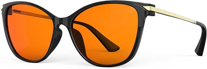 Bloomoak Cat-Eye Blue-Light Glasses | 99% Filter Amber Lens |Oversized frames Make you Look Younger| Sleep & Gaming