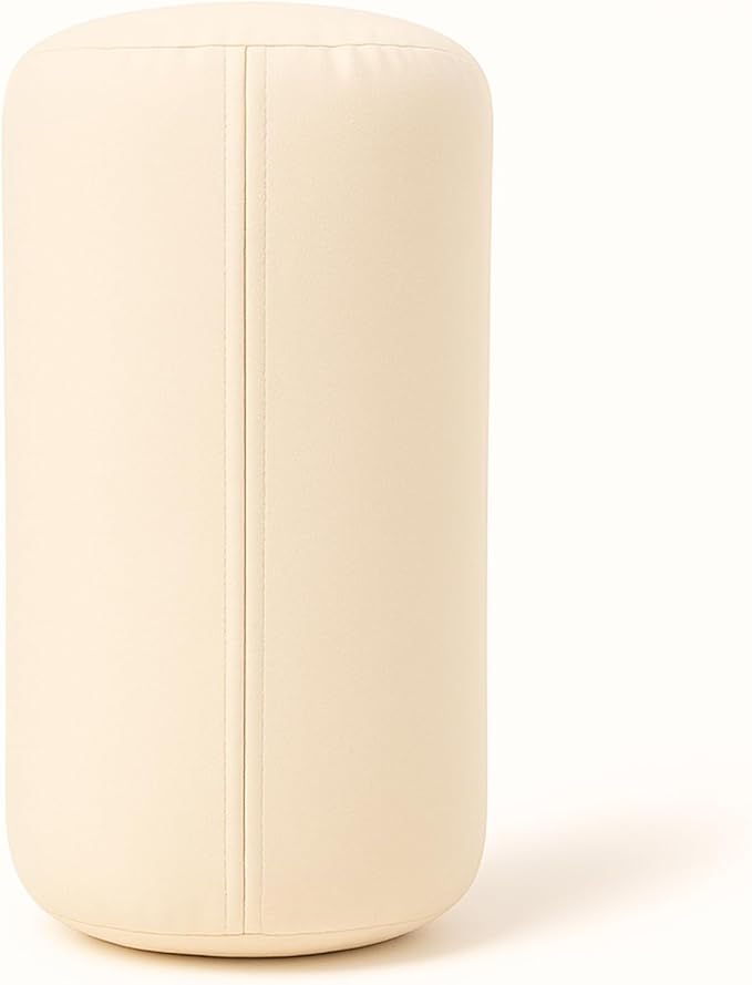 Yogikuti Iyengar Yoga Bolster Pillow for Restorative Yoga & Meditation Poses – 100% Cotton, Firm & Durable Cylindrical Cushion with Washable Cover, Perfect for Balance & Supportive Asanas (White)