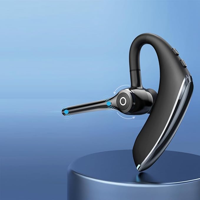 IHAO Bluetooth Earpiece Headphone Dual Noise Cancelling Mic Painless Open-Ear Handsfree Stereo Sound Left/Right Changeable Earhook Earphones for Driving/Business/Gym-Single Ear F910 Black