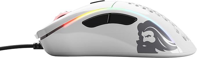 Glorious Gaming Model D- (Minus) Wired Gaming Mouse - 61g Superlight Honeycomb Design, RGB, Ergonomic, Pixart 3360 Sensor, Omron Switches, PTFE Feet, 6 Buttons - Glossy White