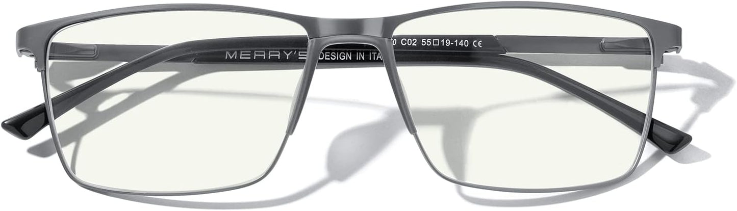 MERRY'S Fashion Blue Light Blocking Glasses - Reading Glasses Metal Frame Spring Hinge Readers for Men Eyeglasses