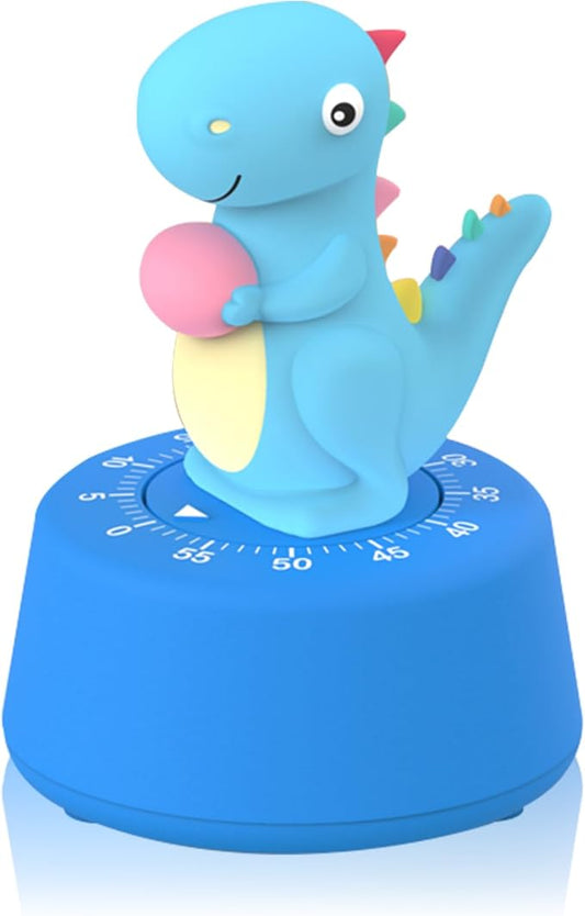60 Minutes Mechanical Kitchen Timer,Cute Dinosaur Timer for Kids,Wind Up Egg Timer for Cooking,Reading,Classroom and Do Sports. (Sky Blue)