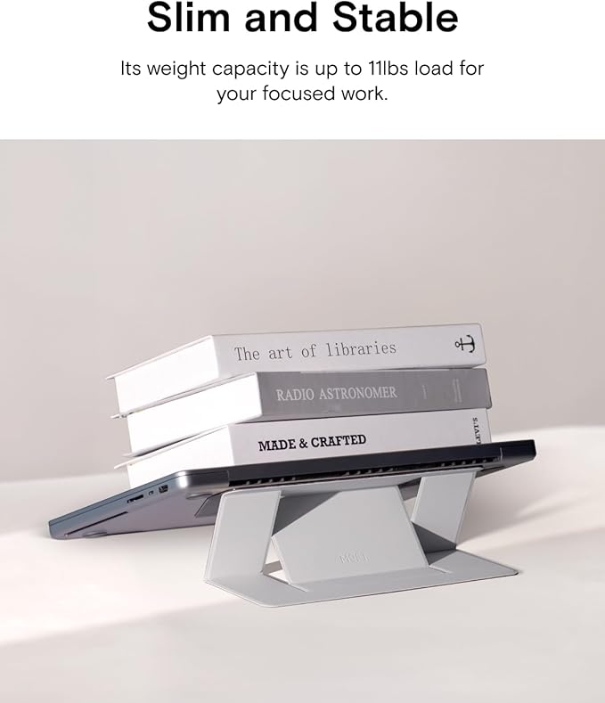 MOFT Laptop Stand for Desk, Adhesive MacBook Computer Stand with 2 Adjustable Viewing Angles, Foldable and Portable Laptop Riser Compatible with 11"-16" Laptops, Misty Cove(Adhesive Version)