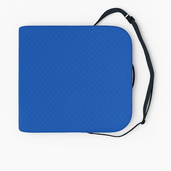 Extra Large Memory Foam Seat Cushion - Wheelchair Cushion Pad, Anti-Slip, Removable Strap, Coccyx Pain Relief, 19” X 17” X 3” (Blue)