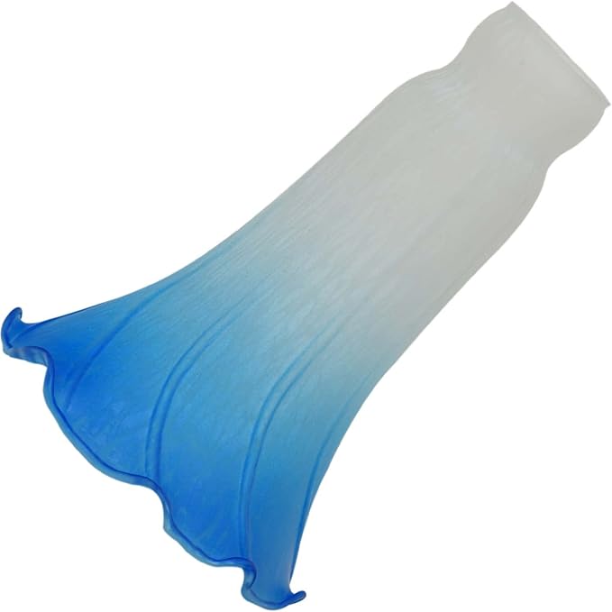Bieye LS04 Lily Flower Blown Glass Lampshade (White Blue, Opening I.D. 1.26" x O.D. 1.5")