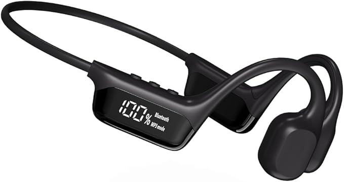 IHAO Swimming Headphones True Bone Conduction Open Ear Headset MP3 Player Built-in 32G Memory IP68 Underwater Waterproof Stereo Bluetooth Earphone for Driving Bicycling Running Skiing-S10 Black