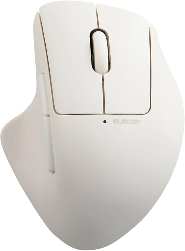 ELECOM Shellpha Bluetooth Wireless Mouse, Silent Click, Ergonomic 7 Programmable Buttons, Connect to 3 Devices, 2.4GHz USB Multi-Device Connection, Tilt Scroll, 2000 DPI, PC Laptop Mouse (White)