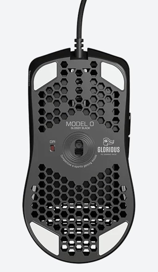 Glorious Model O- (Minus) Compact Wired Gaming Mouse - 58g Superlight Honeycomb Design, RGB, Pixart 3360 Sensor, Ambidextrous, Omron Switches - Glossy Black