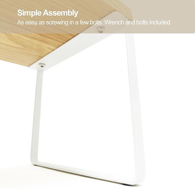 Mitus Shelf Organizer and Storage, Tiered Wood Cabinet Rack for The Kitchen Counter, Bathroom Counter, Pantry Cupboard, Office Desk Bookshelf, 16" Wide Natural and White (Large)