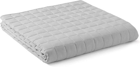 YnM Cooling Weighted Blanket — Heavy 100% Oeko-Tex Certified Cooling Nylon/PE with Premium Glass Beads (Light Grey Quill, 60"x80" 25lbs), Suit for One Person(~240lb) Use on Queen/King Bed