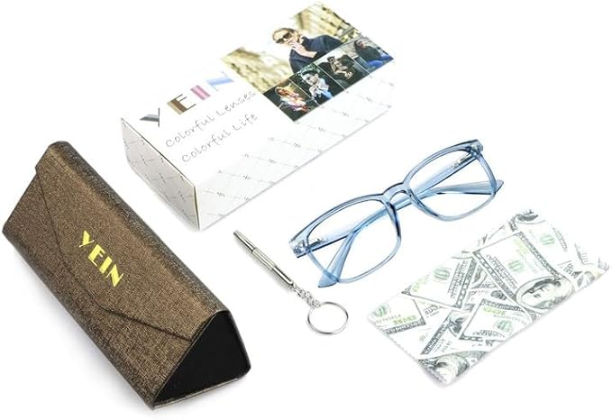 YEIN Bifocal Reading Glasses with Blue Light Blocking Lenses, Bifocal Reader for Women and Men, Vintage Square frame with Spring Hinge (+0.75/+3.25 magnification)