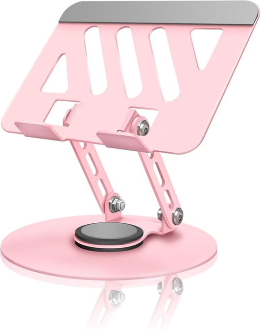 Pink 360° Rotating Portable Tablet Stand|Adjustable Dual Rotary Shaft,Foldable | Compatible with iPads & 4-13.3" Tablets - Perfect for Work,Office,Travel,Home,Painting