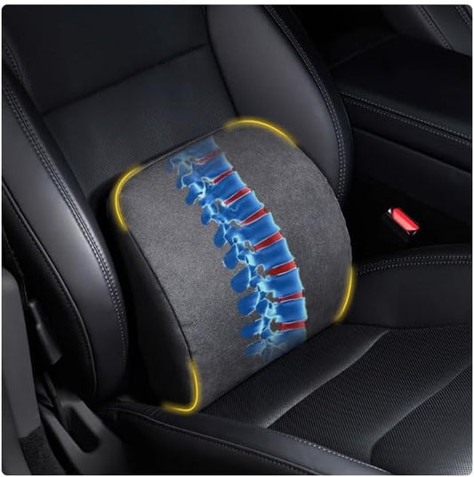Lumbar Support Pillow Ergonomic Memory Foam Lumbar Pillow for Lower Back Pain Relief - Back Cushion for Driving, Chair Support for Car, Office & Gaming Chairs (Black, 1PC)