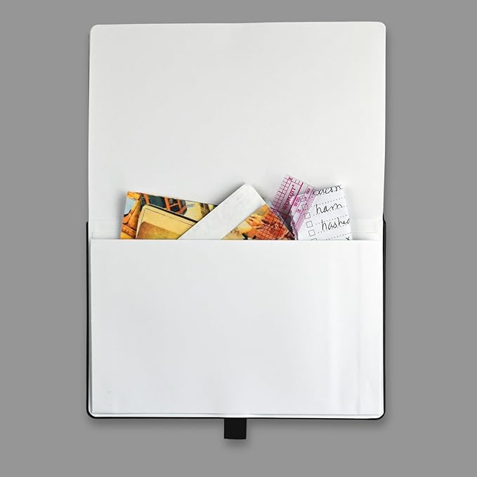 RICCO BELLO Hardcover Dot Grid Journal Notebook, Lay Flat Design, Pen Holder, 5.7 x 8.4 inches, Thick 160 gsm Paper, 80 sheets/160 pages (Dark Brown)