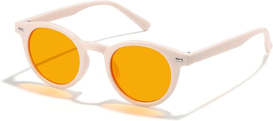 Trendy Amber Blue Light Blocking Glasses Orange Lens for Better Sleep,Computer Eye Strain Men Women Gaming Glasses