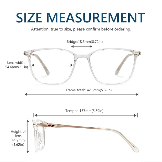 Cyxus Blue Light Blocking Glasses Men Women Computer Gaming Glasses Rectangle TR90 frame Anti Eyestrain UV400 Clear