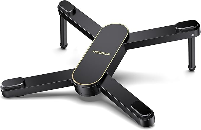 New Concept Laptop Stand - Adjustable Ergonomic Aluminum Riser for MacBook Pro/Air up to 15.6” - Foldable & Portable Computer Stand for Desk, Students, Office, Travel, Gaming - Black