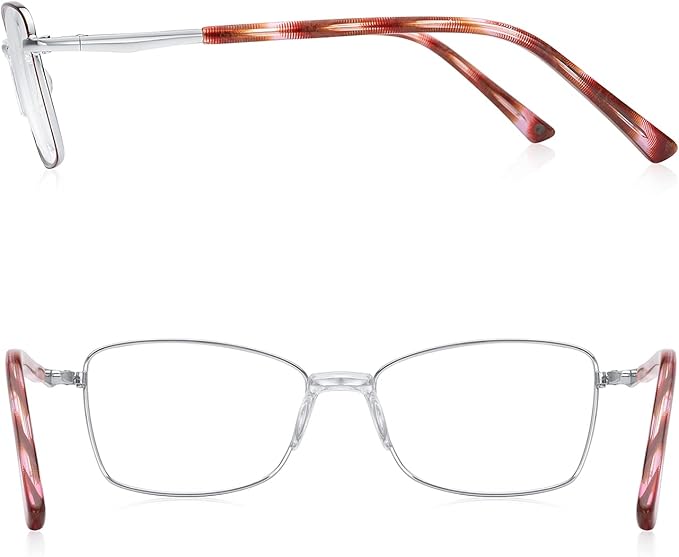 RB. Pilot Reading Glasses Spring Hinge Readers for Women Blue Light Blocking Computer Metal Frame Acetate Legs