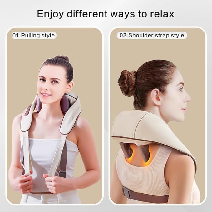 ZVZ 4D Kneading Shiatsu Deep Tissue Neck and Shoulder Massager with Heat, Portable Cordless Electric Massage for Muscle Relief Faster Pain Relief vs Massage Guns Ideal Gift for Home/Office/Car Travel