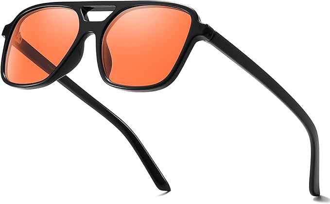 SODQW Gaming Blue Light Blocking Glasses for Men Women Reduce Eyestrain Orange Aviator Eyeglasses for Computer TV
