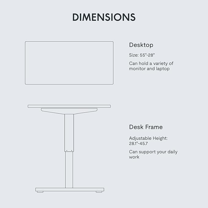 FLEXISPOT EN1 One-Piece Electric White Standing Desk 55 x 28 Inch Desktop Adjustable Height Desk for Home Office and Computer Workstation (White Frame + 55" White Top, 2 Packages)