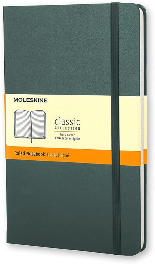 Moleskine Classic Notebook, Hard Cover, Large (5" x 8.25") Ruled/Lined, Forest Green, 240 Pages