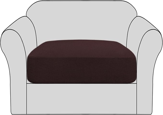 H.VERSAILTEX Stretch Couch Cushion Covers Individual Seat Sofa Chair Slipcovers Cushion Protector Cover Featuring Jacquard Textured Twill Fabric(1 Cushion Chair Cover, Chocolate)