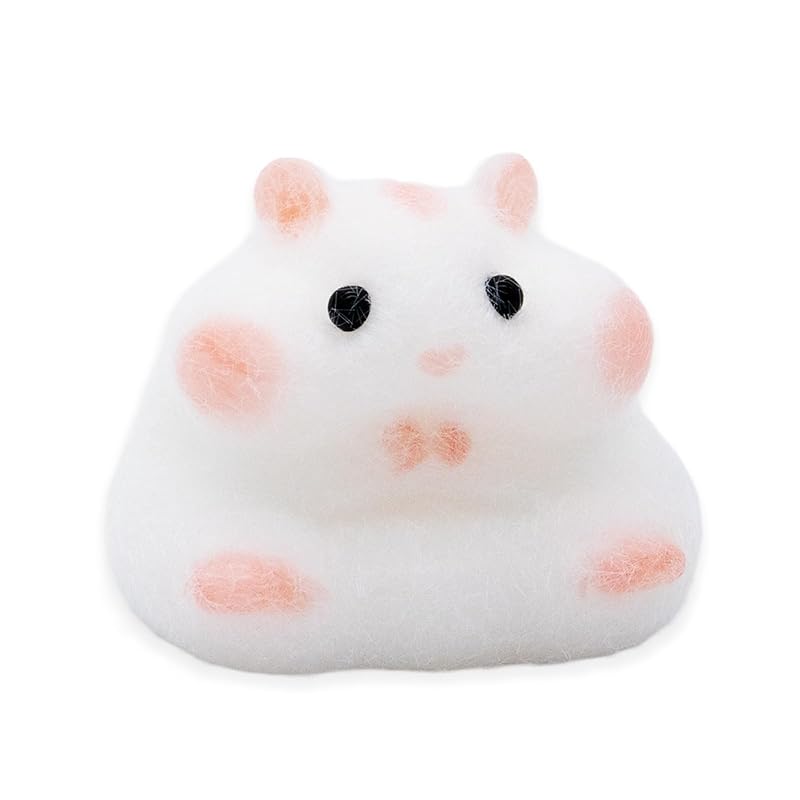 Hamster Shaped Taba Squishy Cute Soft Squishy Handmade Silicone Toys Stress Relief Squeeze Plaything Gifts (White)