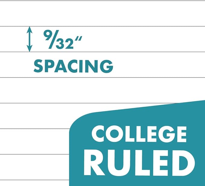 7-Hole Lined Filler Paper Pack of 500 Sheets for Mini Binders, College Ruled, 5-1/2" x 8-1/2", White