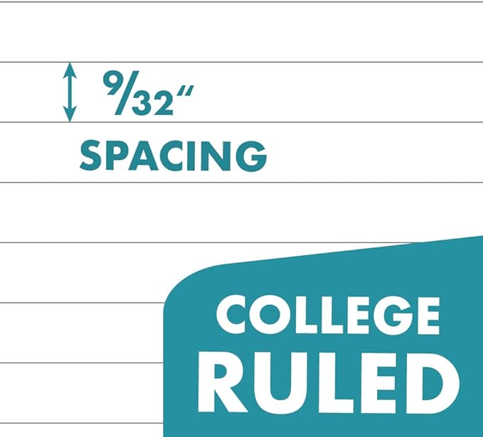 7-Hole Lined Filler Paper Pack of 100 Sheets for Mini Binders, College Ruled, 5-1/2" x 8-1/2", White