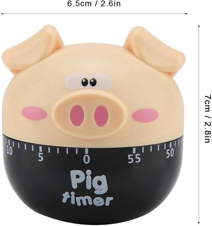 Cute Cartoon Pig Kitchen Timer Mechanical Timers Counters for Cooking Timing Tool Alarm Clock Portable Alarm Clock Kitchen Cooking Tool(Khaki)