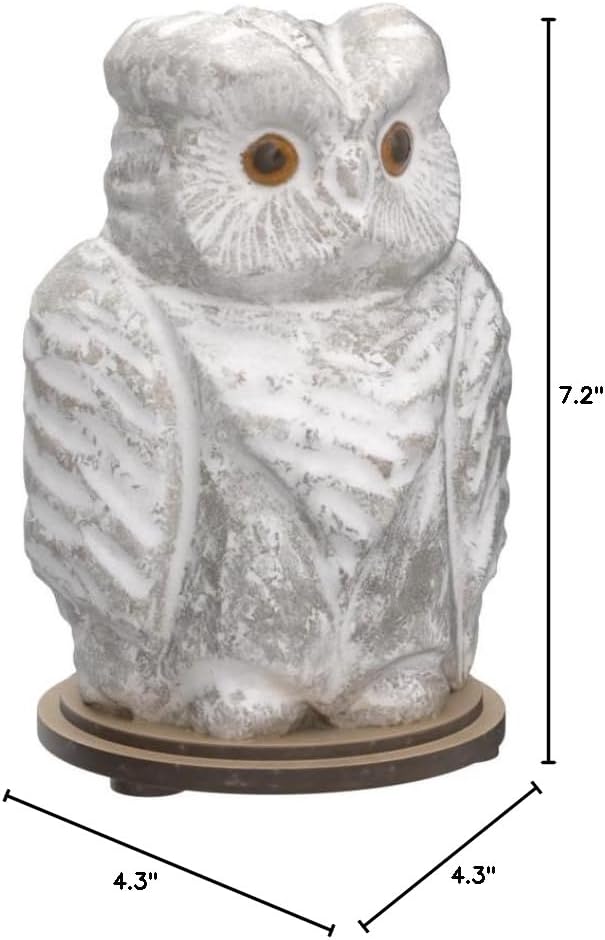 Owl Crystal Salt Lamp H 6.7”, 4.4 lbs - Pure Natural Rock Salt – Unique Night Light Lamp - 1 Light Bulb as a Gift - Wooden Present Box - Holiday Gift Ideas - Cool Room Décor