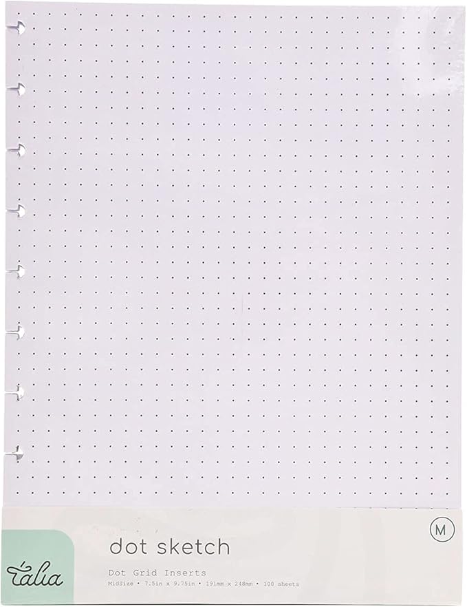 Talia Discbound Notebook Refills (Dotted Pages, Midsize (7.5in x 9.75in))