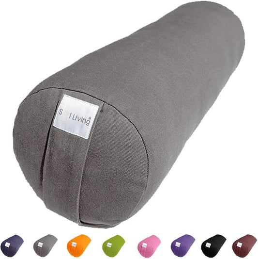 Sol Living Yoga Bolster Pillow for Restorative Meditation - 100% Cotton Cylindrical Cushion with Washable Cover for Balance Support in Asana Poses