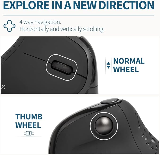 DeLUX Seeker Wired Ergonomic Vertical Mouse with Thumb Wheel, Optical Computer Mouse with 6 Programmable Buttons, 4000 DPI, RGB Backlight, Removable Wrist Rest for Carpal Tunnel (M618XSU-Black)