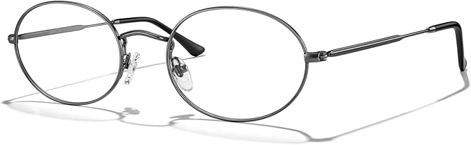 RB. Pilot Oval Reading Glasses for Women Men Blue Light Blocking Computer Thin Metal Full Rim Frame Readers