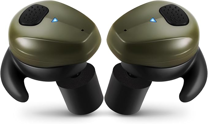 Electronic Shooting Earbuds - Ear Hearing Protection NRR 28dB Bluetooth 5.3 Noise Cancelling & Sound Amplification - Rechargeable Case for Hunting and Range(Green)
