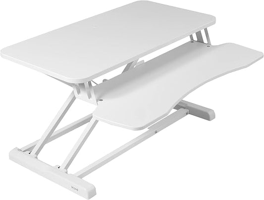 VIVO 32 inch Desk Converter, K Series, Height Adjustable Sit to Stand Riser, Dual Monitor and Laptop Workstation with Wide Keyboard Tray, White, DESK-V000KW