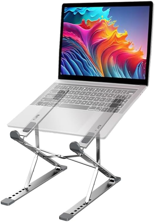Adjustable Laptop Stand for Desk Portable Notebook Stand Aluminum Computer Holder for Desk Compatible with Lenovo，MacBook Air Pro, Dell XPS, HP，All 10-17.3‘’ Laptops-Silver