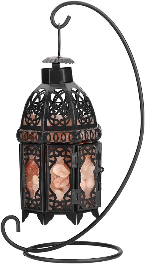 Himalayan Salt Rock Lamp, Dimmable Crystal Salt Lamp DIY Rock Night Light with Vintage Iron Frame for Air Purifier, Lighting, Decoration, Gifts, US Plug, 12.2 x 3.74 inch