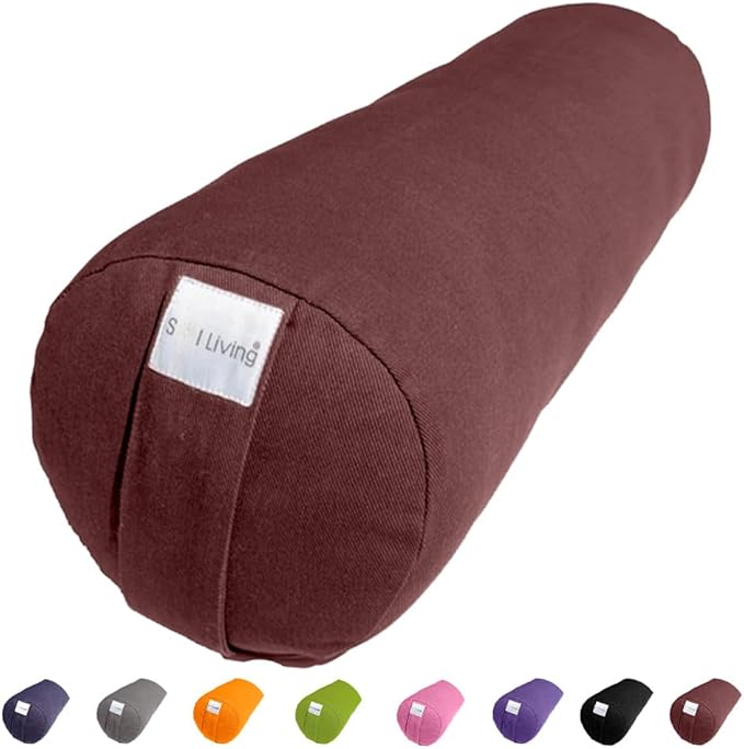 Sol Living Yoga Bolster Pillow for Restorative Meditation - 100% Cotton Cylindrical Cushion with Washable Cover for Balance Support in Asana Poses