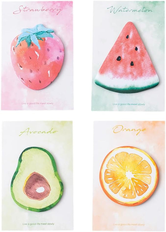 Reusable Funny to Do List Stick Note Pads – 4 Shapes Vibrant Fruit, Avocado, Orange, Watermelon, Strawberry, 30 Sheets/Pad, for Office Home School Teacher Desk Accessories